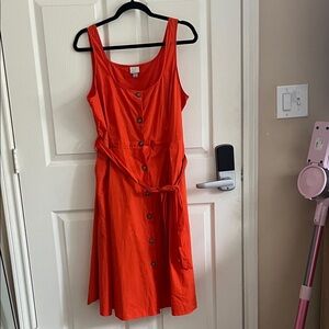 a new day Vibrant Orange Midi Dress with Button Accents